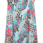 Woman Within  Plus Size 5X 38W 40W Tank Top‎ Patchwork Chiffon Trapeze Floral 172 Photo 0