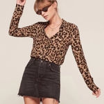 Reformation  Violet Leopard Print Blouse Size Medium Photo 0