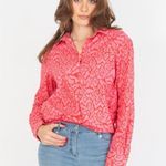 Vilagallo Women's Gaby Ikat Long Sleeve Blouse Pink Shirt Sz 42 / US 10 L Photo 0