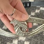 Chico's Women's Size Small Black Leather Artsy Bohemian Silver Split Hook Belt Photo 0