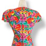 Vintage Jessica Howard Petite Yellow Pink Floral Wiggle Dress Bow Detail Mini Size 4P Photo 4