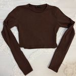 ZARA  Chocolate Brown Long Sleeve Crop Top Photo 0