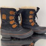 LaCrosse Black Brown Leather Felt Lined Lace Up Mid Calf Waterproof Winter Boots Photo 1