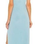 Norma Kamali Halter Turtle Side Slit Gown in Powder Blue Photo 1
