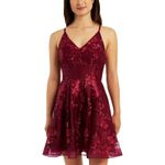 BCX Womens Juniors Embroidered Mini Fit & Flare Magenta Dress 11 Photo 15