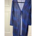 My Michelle  Navy Blue Long Sleeve Sheer Mesh Cover Up Cardigan Size Large Photo 3