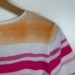 Talbots  Watercolor Striped Tee Sz MP Colorful Preppy Soft Stretch Comfy Coastal Photo 1