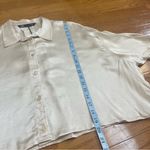 ZARA  Satin Cream button down crop shirt top blouse Sz XL New Photo 5