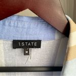 1. State  Linen Blend Midi Shirt Dress Medium Blue Striped Belted Coastal Hamptons Photo 5