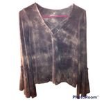 American Eagle  Tie Dye Bell Sleeve Faux Wrap Top XS Photo 2