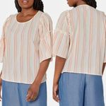 Seven7  Women's Striped Peplum Sleeve Top size small Photo 0