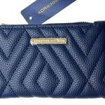 Adrienne Vittadini NEW WALLET Blue Quilted Faux Leather Bi Fold Credit Card Zip Photo 0