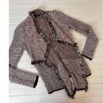 White House | Black Market  Double Fringe Tweed Open Sweater Jacket Topper Size XS Photo 3