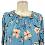Rebecca Taylor  Daniella Silk Blend Top In Lagoon Combo Blue‎ Floral Size 2 Photo 3