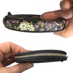 Coach  Black Purple Round Coin Case Posey Print Wallet 66673 Photo 3