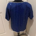 Jean for Joseph Le Bon Blue beaded Sequin Floral Top size large Photo 1
