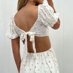 Isabelle's Cabinet NWT Boho Pink Isabelle’s Cabinet Valerie Ivory Floral Print Puff Sleeve Cutout Mini Dress Photo 3