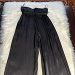 ZARA Black Satin Wide Leg Waist Tie Pants Photo 6