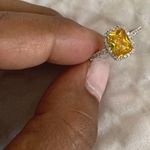 Australian Crystal Square Stone Ring Dipped In White Gold... Yellow Photo 2