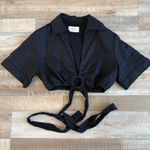 DISSH Mimi Black Linen Ring Front Crop Tee Size 4 Photo 1