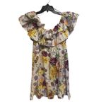 H&M Flounced XL Cotton/Linen Off-the-shoulder Dress Floral Ruffle Mini Short Photo 2