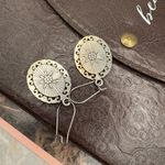 Floral Dangle Earrings 1970s Vintage Boho Silver Tone Red Photo 3