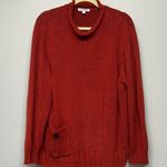 Vintage Roll Neck Knit Fisherman Sweater Red Bell Sleeves Size XL Christmas Photo 0
