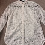 J.Crew White Eyelet Lace Womens Shirt Photo 2