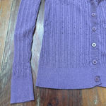 st. john's bay Women's Vintage Purple Ribbed V-Neck Cardigan Sweater Medium Photo 2
