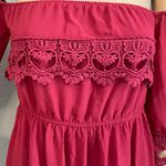 Umgee Dark Red Wine Off The Shoulder Crocheted Lace Dress Small Photo 4