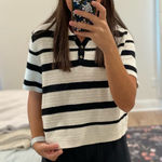Universal Threads Universal Thread Black and White Striped Crop Top Photo 0