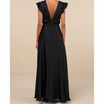 Lulus NWOT  Women's I'm All Yours Black Satin Cutout Ruffled Maxi Dress M Formal Photo 1