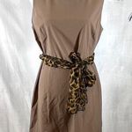 Forever 21 Mocha sheath dress with animal print chiffon scarf belt size large Photo 0