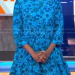 ZARA  FLORAL PRINT MINI DRESS Flounced Hem Blue Size S New Photo 2