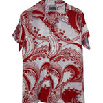 Diamond Head Women's Shirt‎ Hawaiian Aloha Button Up Short Sleeve Floral Large Red Photo 0