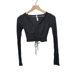 Alo Yoga Ribbed Cinch Ruched Crop Top Photo 1