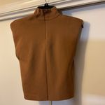 ZARA 6. Brown Structured Short Sleeve Crop Top With Shoulder Pads Size M Photo 5