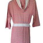 Women's Hooded Striped Lite Weight Jersey Robe Pink Photo 2
