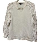 1. State  White Fuzzy Sleeve Sweater Fringe Ivory Cream Womens Sz S Photo 0