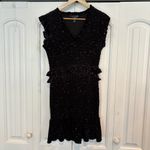 AQUA Black Velvet Star Print Dress Size Small Photo 1