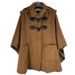 Coach  Wool Blend Hooded Duffle Cape Coat Toggle Camel Brown Size M/L Photo 2
