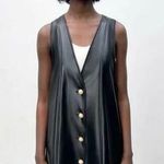 ZARA Black Leather Dress Vest Women's Size Large (missing button) Photo 0