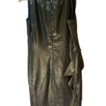 Moschino metallic dark green shimmery v neck style peplum cocktail dress sz 10 Photo 4