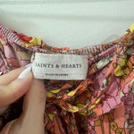 VICI Floral strapless Maxi dress boho print tassels coral pink ruffles baby shower Photo 3