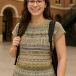 The Limited  Fair Isle Sweater Short Sleeve Y2K Wool Blend Beige Blue Neutral S Photo 0