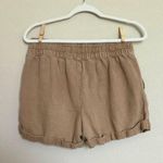 Aerie Womens Twill V Linen Short in Tan Photo 2
