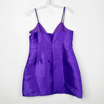 NWT LULUS | Glamourous Life Purple Sleeveless Shiny Satin Mini Dress Sz. Large Photo 5