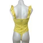 Urban Outfitters  Out From Under Yellow Open Knit Ruffle Tank Bodysuit Top Size S Photo 1