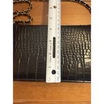 Bebe  Fabiola Stamped Crocodile Faux Leather Crossbody Small Handbag Black Gold Photo 7