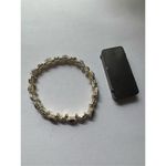 Vintage Womens Amber & Silver Heavy Floral Stretchy Slip On Bracelet Photo 6